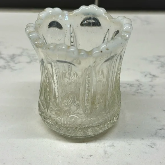 Victorian Toothpick Iris & Meander Clear Opalescent Glass Jefferson Glas… - Picture 1 of 8